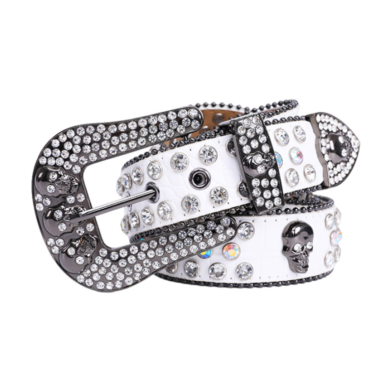 Cinturón de cabeza fantasma de diamantes de imitación Explosión transfronteriza Calavera de diamantes de imitación Cinturón de estilo punk