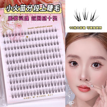 鱼小丫小火苗上睫毛单簇透明梗假眼睫毛仙子毛自然仿真漫画假睫毛