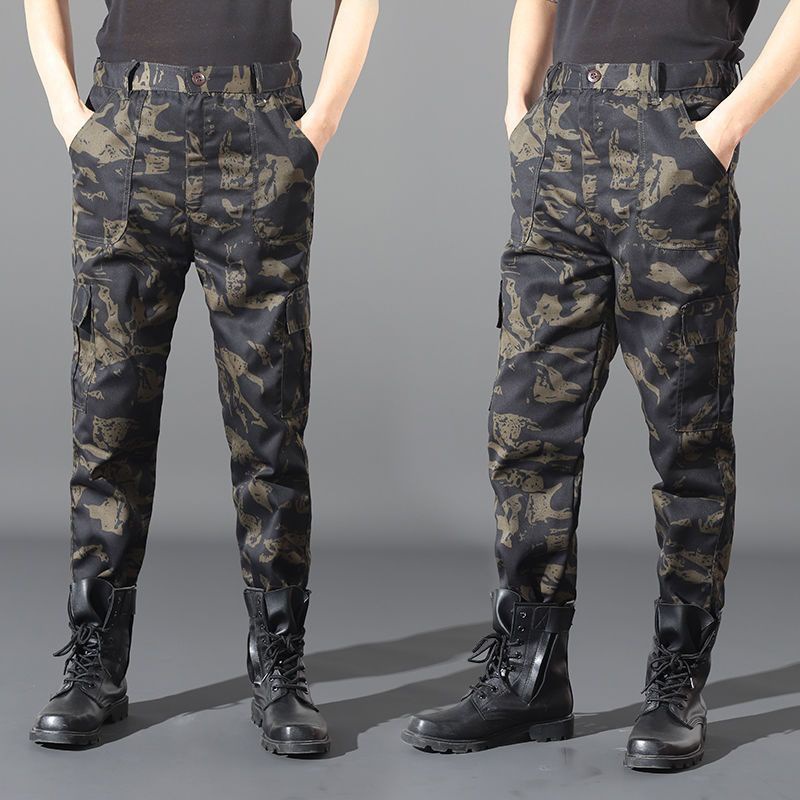 outdoors camouflage Multi-pocket men and women Pants Autumn and winter thickening wear-resisting work clothes trousers Training clothes trousers Labor insurance coverall