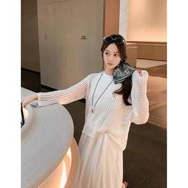 镂空设计针织衫宽松休闲防晒毛线衣无性别简约百搭网眼衫空调外套