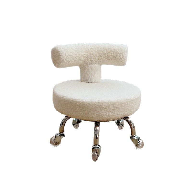Taburete pequeño, respaldo para el hogar, taburete bajo, rueda universal para niños, silla para caminar, costura hermosa, pedicura, taburete de zapatos, simple y moderno