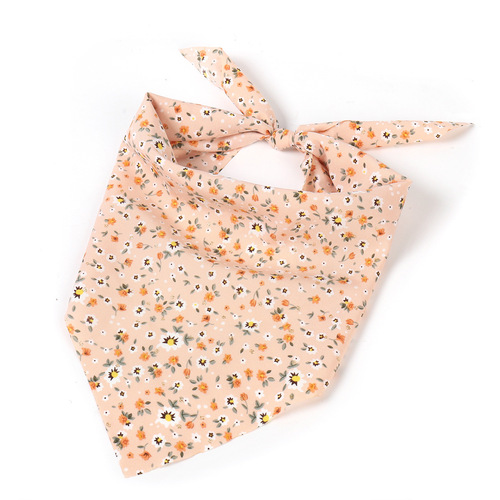 Cross-border floral retro-style triangular headscarf fabric hair accessory sweet and cute women's head wrap hair tie elastic versatile hair accessory