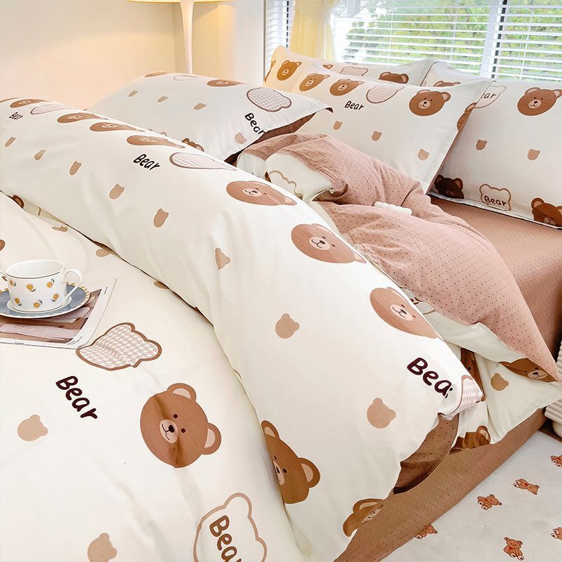 Cartoon coberta de edredón de algodón grueso de una sola pieza 1.5 dormitorio estudiantil 150x200x230 edredón único hogar