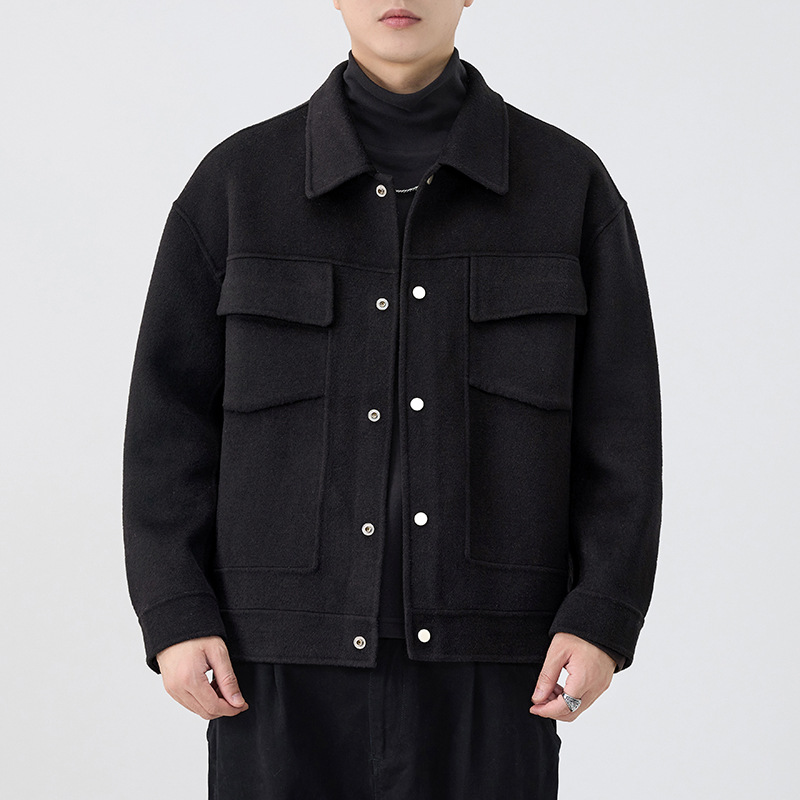 2025 invierno nuevo chaqueta de lana de doble cara chaqueta de moda para hombres chaqueta casual suelta sin