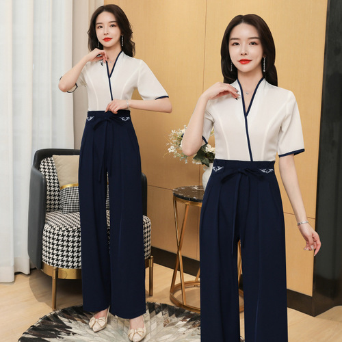 Beauty salon beautician work clothes female pedicure foot bath spa health center club technician uniform set one piece payment