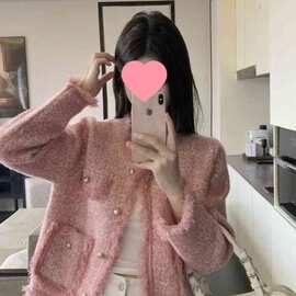 小香富家新款气质香风外套宽松流苏针织开衫设计上衣