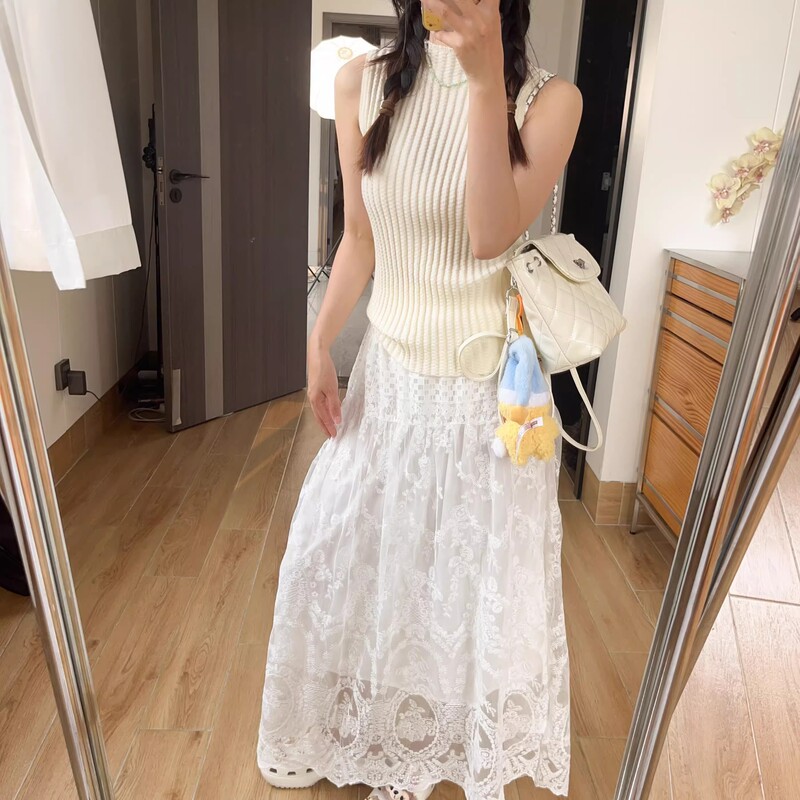 Textured Ribbed Sleeveless Knit Top for Women, Spring/Summer Solid Color Simple Half-High Collar Top, High Elasticity Slim Fit Tank Top Textured Ribbed Sleeveless Knit Top for Women, Spring/Summer Solid Color Simple Half-High Collar Top, High Elasticity Slim Fit Tank Top