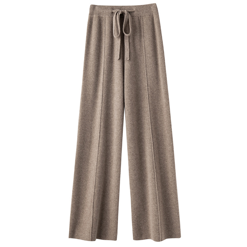 High Waist Wide Leg Pants Women's Casual Dosing Non-Wool Straight Pants Winter New Arrival Intly Woven All-match Knitted Pants