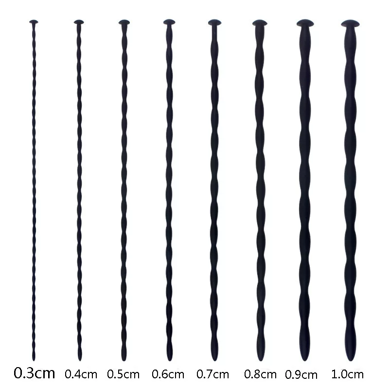 Silicone stimulation probe set, spiral texture, medical‑grade silicone, sizes 0.3–1.0 cm