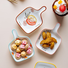 小碟子蘸料味碟家用小吃盘子点心小碗调酱料吐骨头醋碟儿童双嘴碟