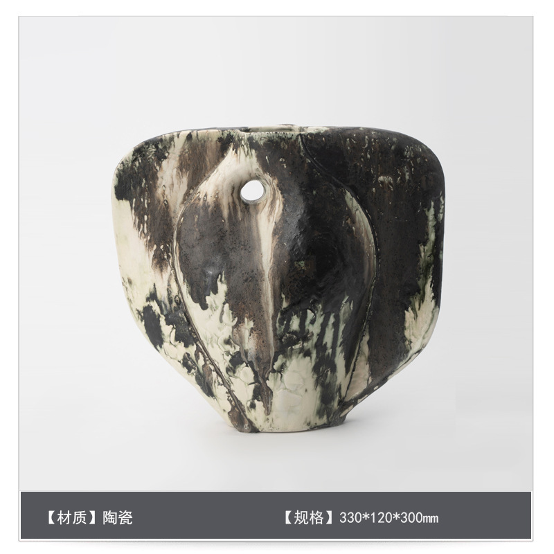 侘寂中古风星点陶瓷花瓶高级感桌面家居软装插花器复古装饰品摆件|undefined