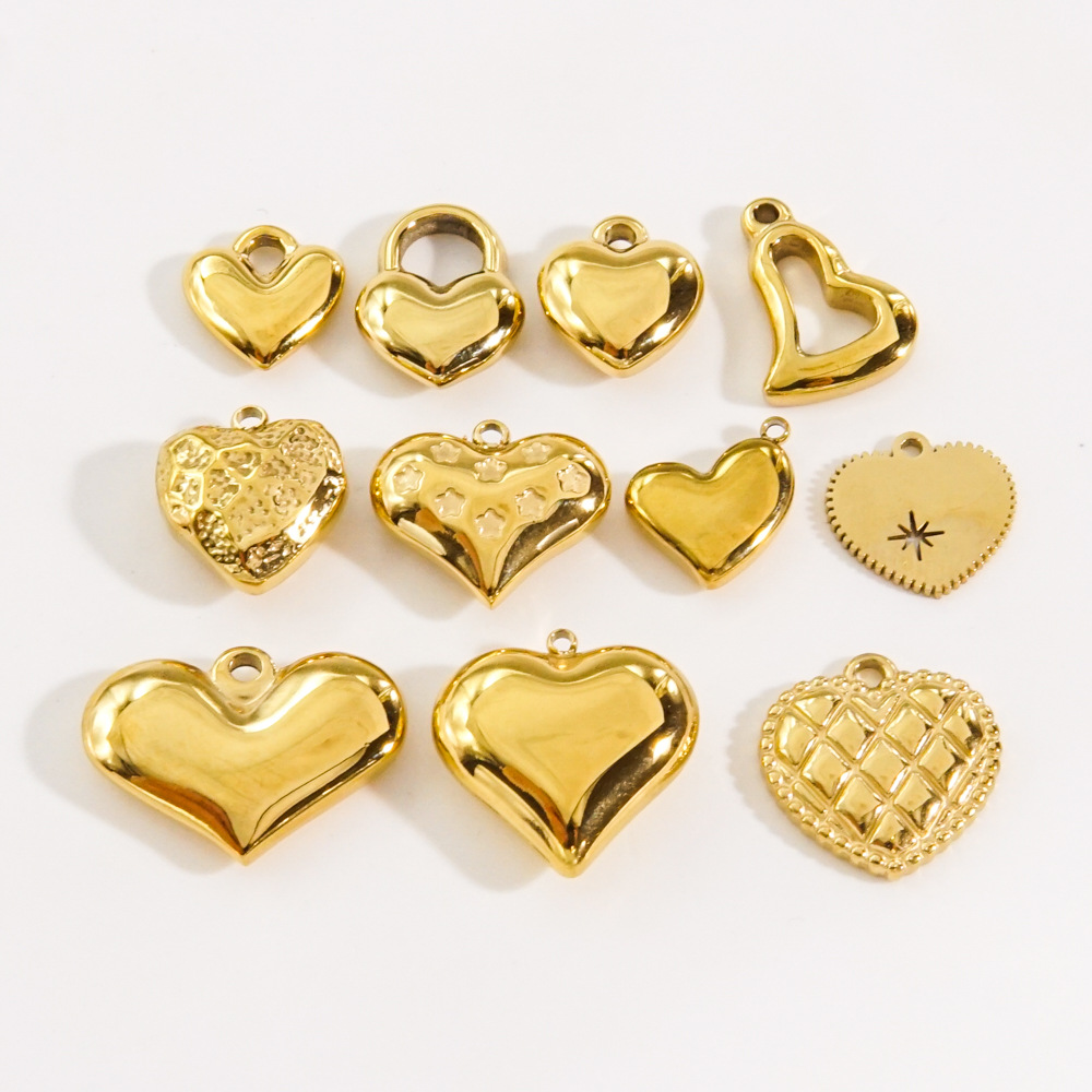 9g Weight PVD Coated Gold Plating Process Pendant Jewelry Making Type 14K Gold, Real Gold Plated Plating Material DIY Jewelry Accessories Classification 10 PCS/Package Quantity 304 Stainless Steel Material Heart Shape Pattern Simple Style Style Waterproof Non Tarnish, Plating Craft 10 PCS/Package 304 Stainless Steel PVD Coated 14K Gold Real Gold Plated Heart Shape Pendant DIY Jewelry Accessories 无