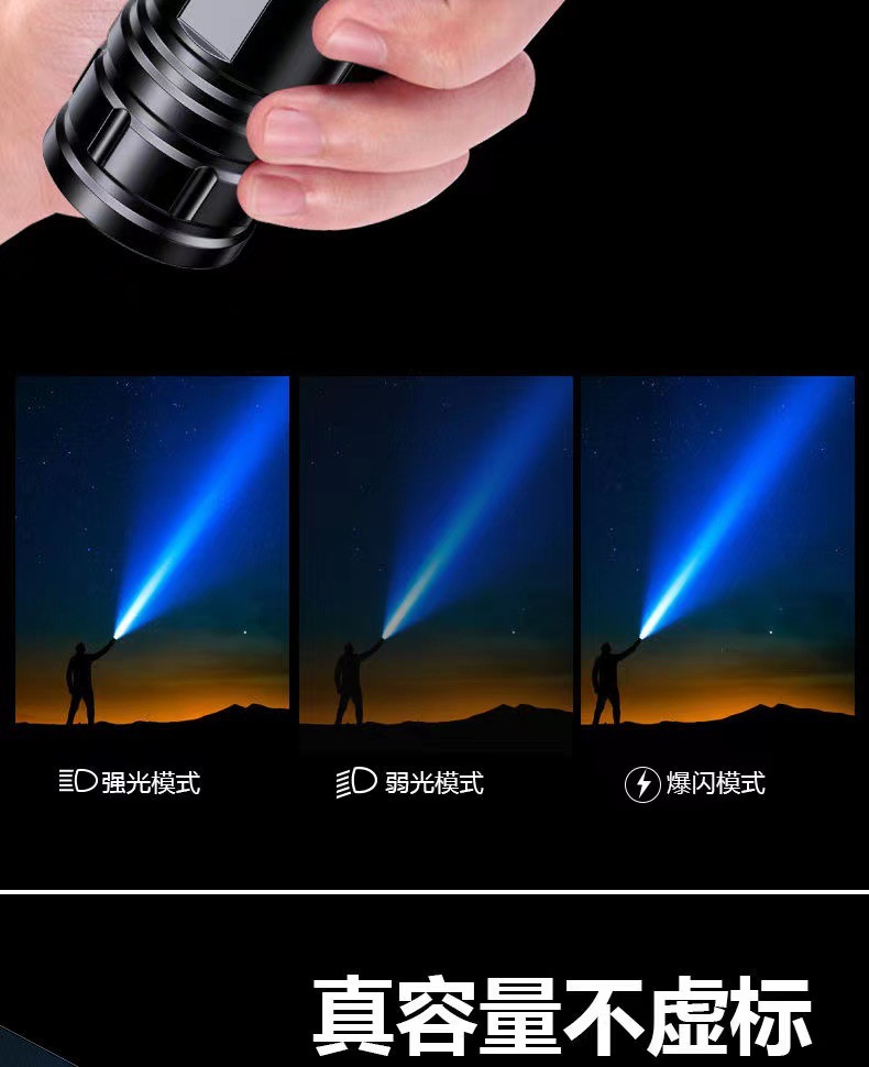 Strong light flashlight super bright rechargeable treasure led outdoor long-range small household outdoor lithium zoom xenon lamp