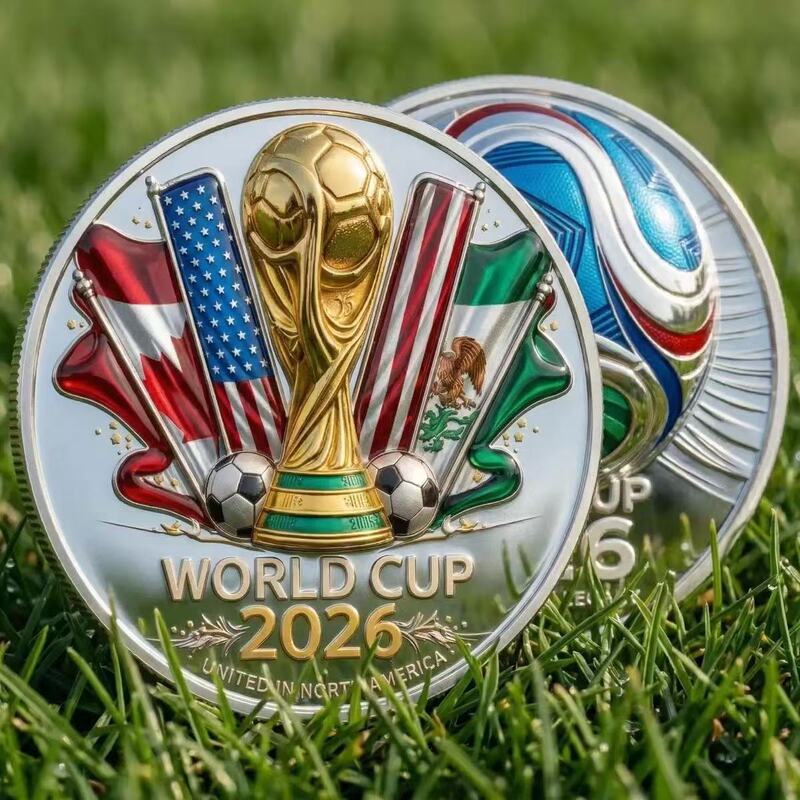 Cross-Border New Product World Cup Football Match Commemorative Coin 3D Alloy Double-Sided Embossed Metal Coin Badge Collection Souvenir