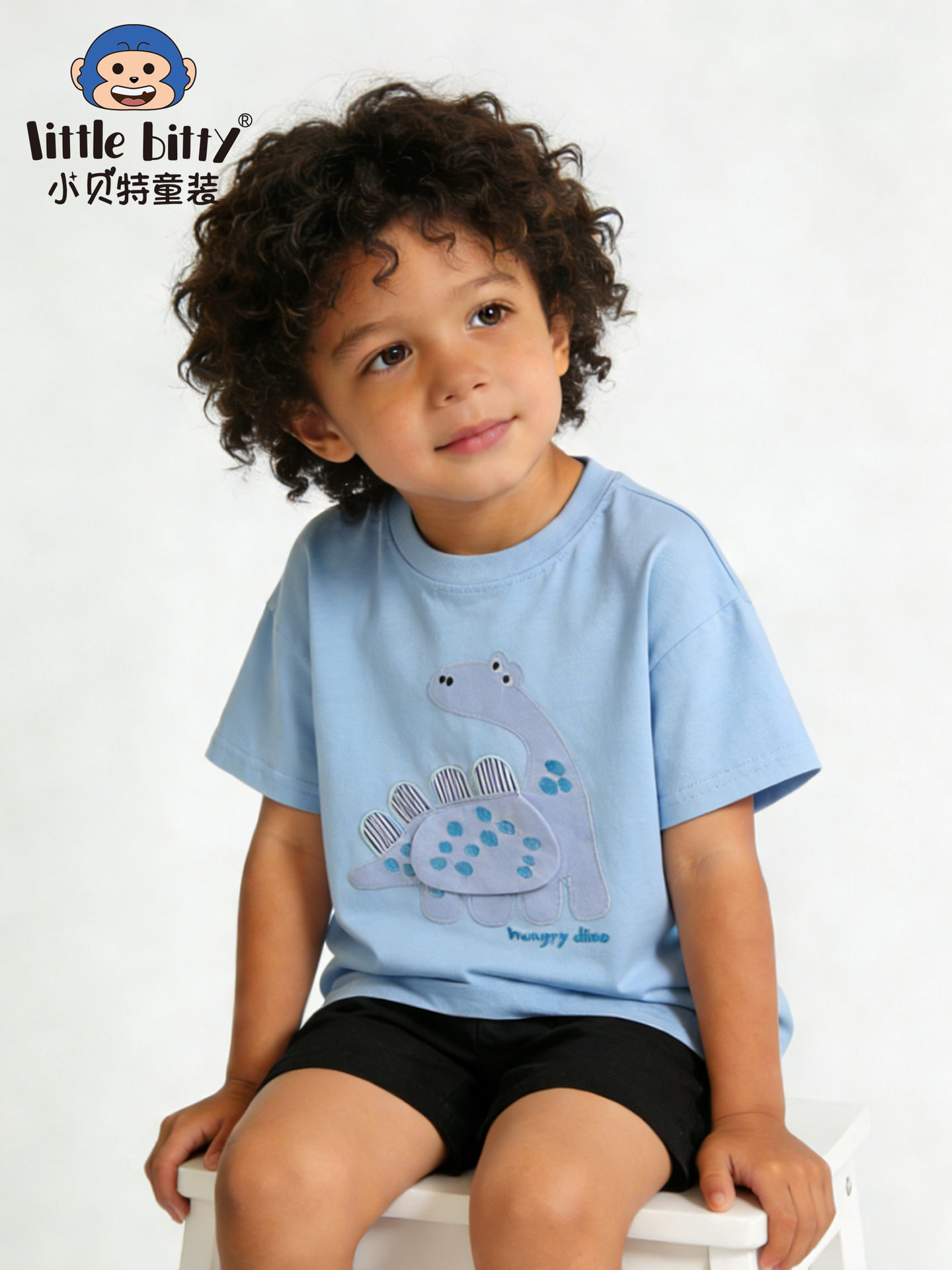 26 Years of European and American Children's Fashion, Spring and Summer Short-Sleeve T-Shirts with Cartoon Dinosaur Embroidery, Round-Neck Pullovers in Stock
