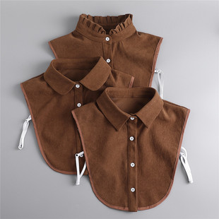 Autumn and Winter Brushed Pointed Collar Fake Collar Shirt Square Collar Fake Collar Black and White Lotus Leaf Decorative Collar Cross-Border Manufacturer Wholesale