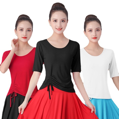 Latin Ballroom practice Dance Tops For Women short-sleeved blouse sleeve salsa chacha guang chang dance clothes for women