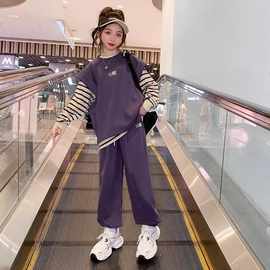 女童套装秋装批发新款洋气韩版儿童春秋款大童休闲时髦卫衣两件套