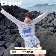 新品美好商店MeihaoStore松弛感拉满的海产印花宽松垂感长袖上衣