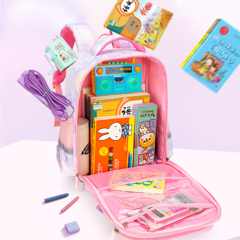 Babdou Primary School schoolbag protección de la columna vertebral de las niñas y reducción de carga impermeable ligero de gran capacidad Mochila para niños para grado 1-3-6