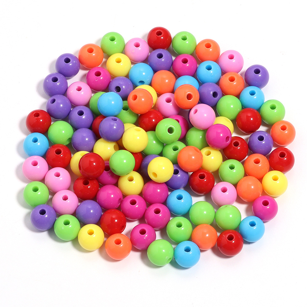 Cuentas redondas acrílicas de color sólido para Navidad, cuentas redondas de color sólido para joyería hecha a mano, accesorios de bricolaje, cuentas redondas de color sólido, cuentas sueltas.