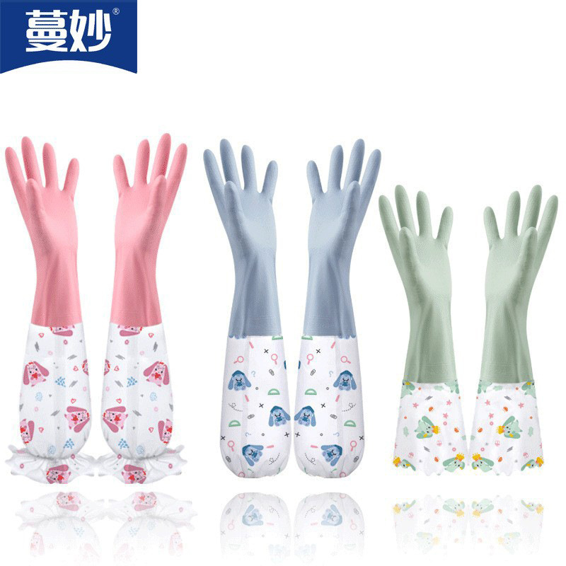 Invierno cocina lavavajillas y cocina guantes hogar impermeable alargado espesado limpieza lavandería látex guantes al por mayor