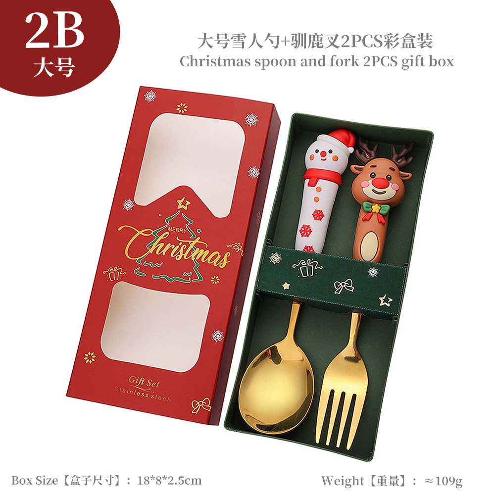 W juego de cuchara de Navidad transfronteriza dibujos animados lindo divertido muñeco de nieve cuchara postre de Navidad creativo cuchara tenedor vajilla de regalo