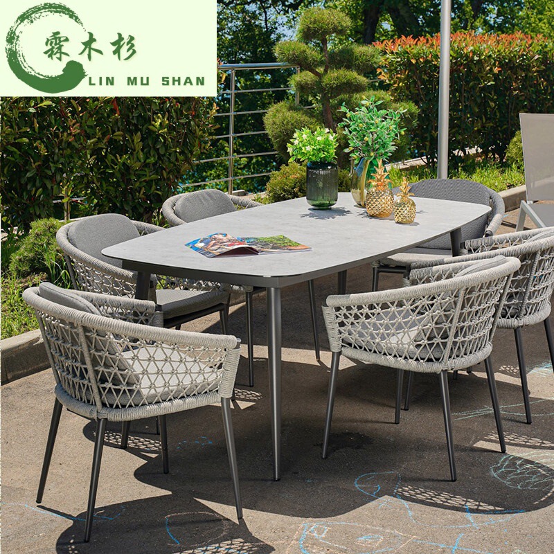 Outdoor Leisure Rattan Tables and Chairs, Courtyard Balcony Garden Tables and Chairs, Hotel Villa Terrace Rattan Chairs, Rope-Woven Three-Piece Set Outdoor Leisure Rattan Tables and Chairs, Courtyard Balcony Garden Tables and Chairs, Hotel Villa Terrace Rattan Chairs, Rope-Woven Three-Piece Set