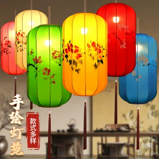 中式冬瓜灯笼中秋餐厅火锅店景区挂饰灯笼古风新创意手绘布艺灯笼