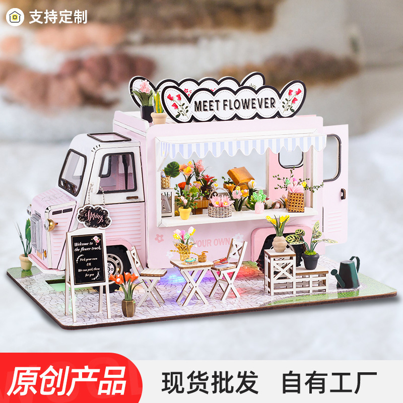 Three-dimensional puzzle toy house diy hut wholesale wooden handmade diy house assembled miniature model diy hut