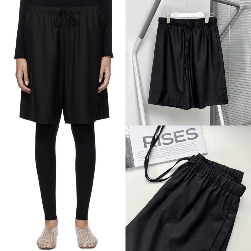 House25 Spring and Summer Wool Elastic Waist Draped Loose Slim Casual Wide Leg Pants Pure Color Five-Point Shorts House25 Spring and Summer Wool Elastic Waist Draped Loose Slim Casual Wide Leg Pants Pure Color Five-Point Shorts