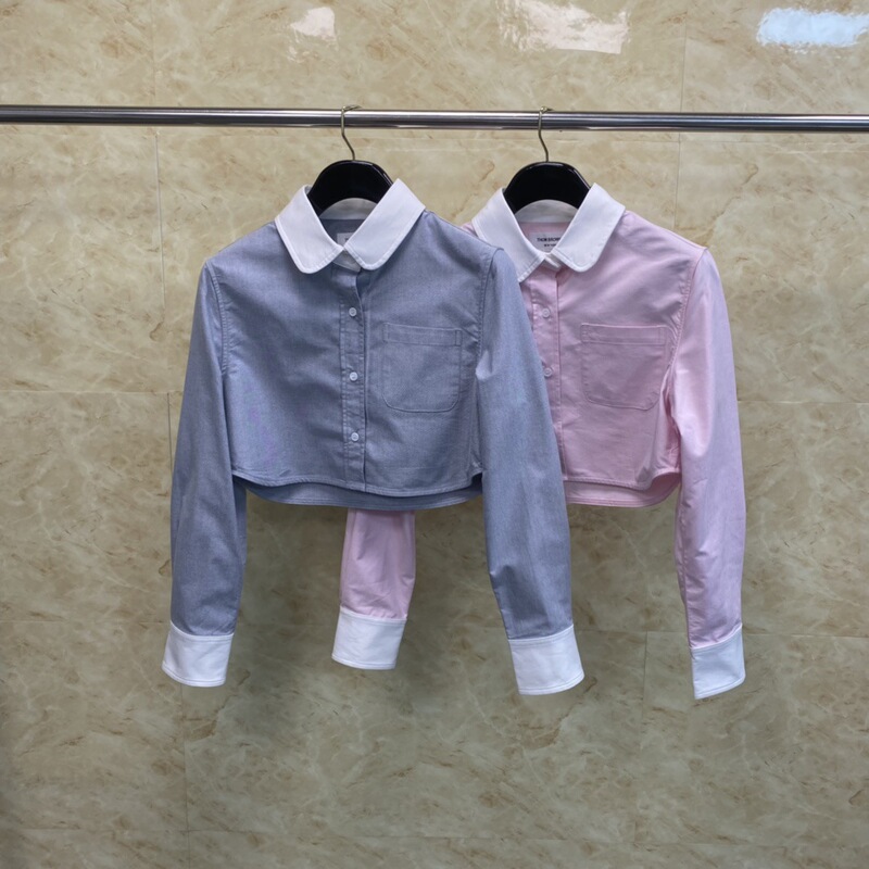 Tb Factory Direct Sales New Spring and Summer Women's Shirts, Cropped Oxford Double-Sleeve Long-Sleeve Shirts, Casual and Versatile Tb Factory Direct Sales New Spring and Summer Women's Shirts, Cropped Oxford Double-Sleeve Long-Sleeve Shirts, Casual and Versatile