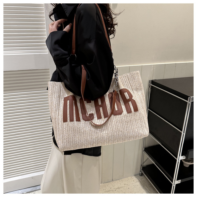 Large capacity fashion tote bag 2025 new style this year's popular woven single-shoulder bag underarm letter handbag wholesale undefined