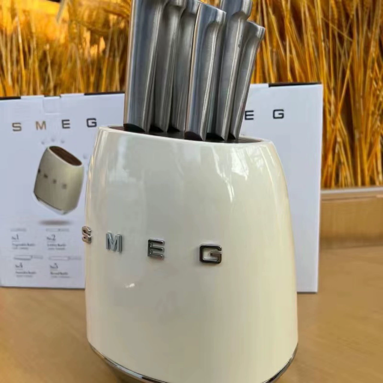 SMEG ножи набор из семи частей из нержавеющей стали держатель инструмента ретро из нержавеющей стали набор инструментов сетка красный домашний кухонный нож кухонный нож