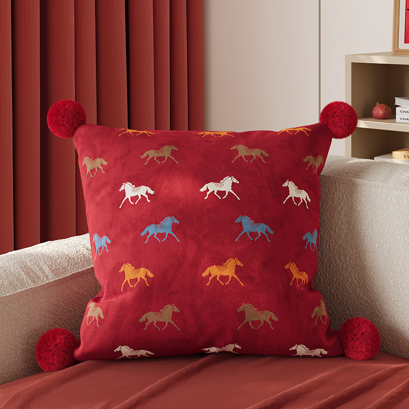 Sofá de sala de estar rojo de alto nivel, funda de almohada desmontable, almohada de cintura lavable, sofá de cabecera de dormitorio de alto nivel, almohada con núcleo