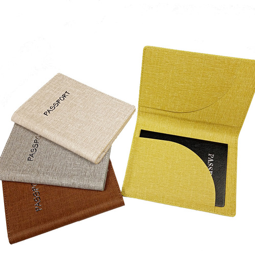 PU leather genuine leather couple husband wife passport holder strap soft cork passport case multi-functional American passport bag