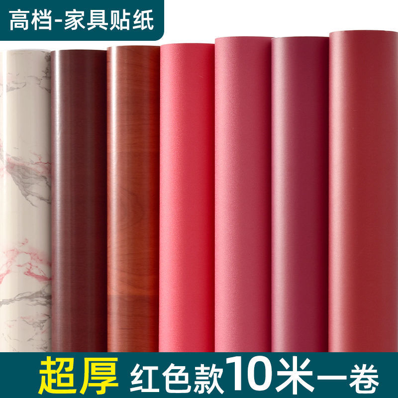 Gabinete de papel autoadhesivo rojo, renovación, muebles viejos, mesa, puerta de gabinete, papel tapiz festivo rojo chino, papel tapiz de boda