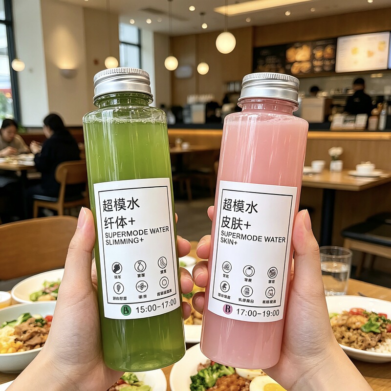Light Fasting Fruit and Vegetable Juice Supermodel Water Bottle, Cylindrical Bottle, Thickened Pet Fresh Juice Flat Square Creative Milk Tea Cup with Lid Light Fasting Fruit and Vegetable Juice Supermodel Water Bottle, Cylindrical Bottle, Thickened Pet Fresh Juice Flat Square Creative Milk Tea Cup with Lid