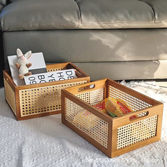 レトロ籐編み収納カゴスナック雑品編み物カゴ和式テーブルリビング玩具本収納カゴ