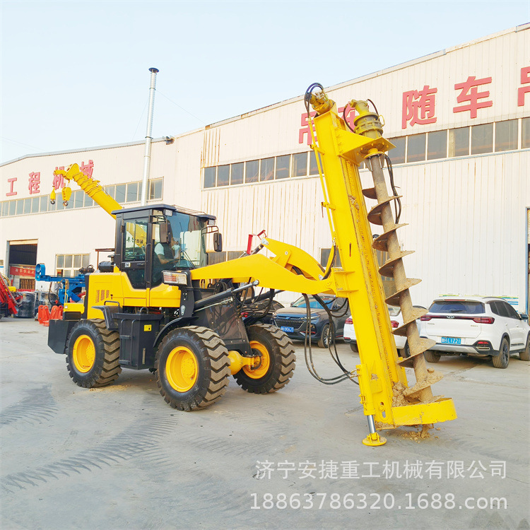 装载机改装电线杆打桩机 滑架固定无损安装 电力建设挖坑钻孔机