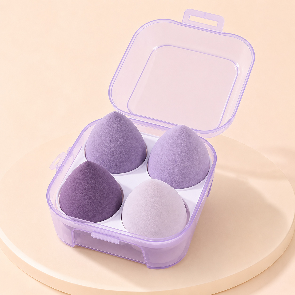 Caja de 4 huevos de maquillaje en polvo, seco y húmedo, no comer polvo, goteo de agua, calabaza, huevos de esponja de maquillaje al por mayor.