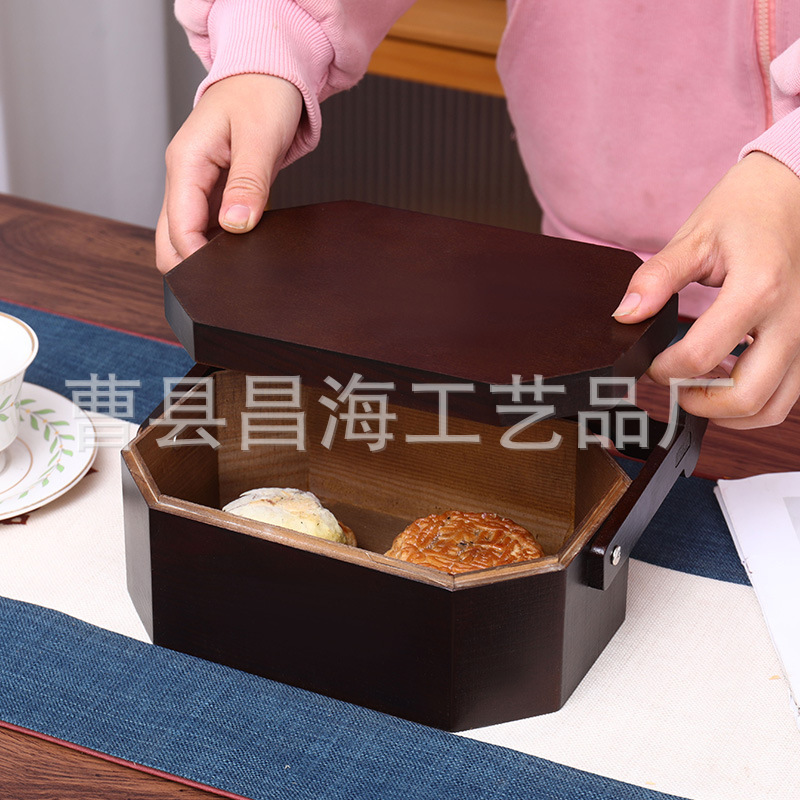 創意復古提青提箱実木中秋月餅春節菓子端午節ちまき手提げ食品礼箱|undefined