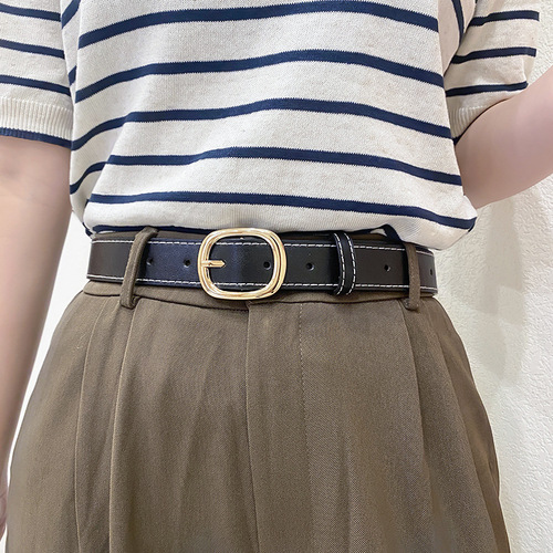 Belt women's jeans versatile belt decoration ins trend fashion punch-free internet celebrity wide black summer