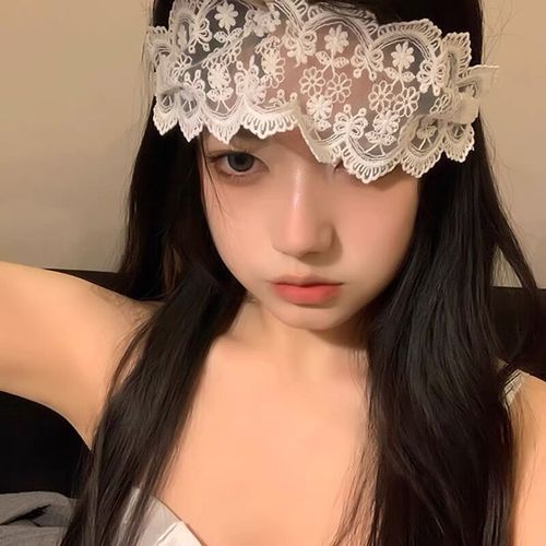 French Retro Lace Erotic Eye Mask Abstinence Style Atmosphere Light-Blocking Hollowed-Out Veil for Couples