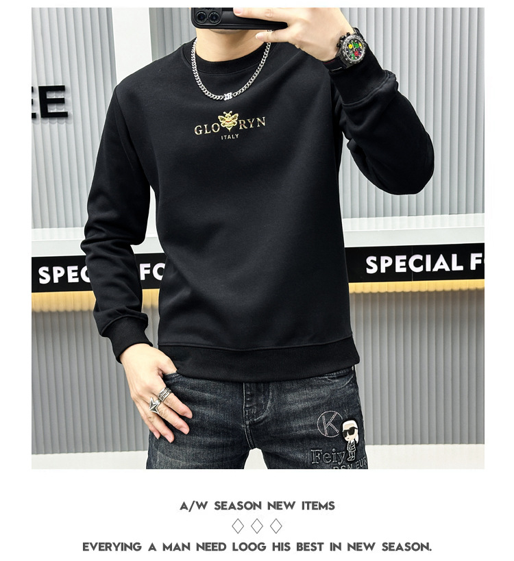 2023 nuovo maglione lungo autunno e inverno camicia inferiore da uomo stampata girocollo di fascia alta alla moda_voghion.com