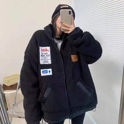 Korean Edition ADER Lambswool coat two sides Exorcism thickening Cotton Autumn and winter Fleece lovers mlb