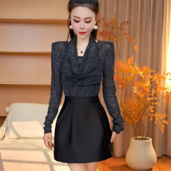 设计感法式挂脖打底衫女2025秋冬季新款修身显瘦弹力辣妹长袖t恤