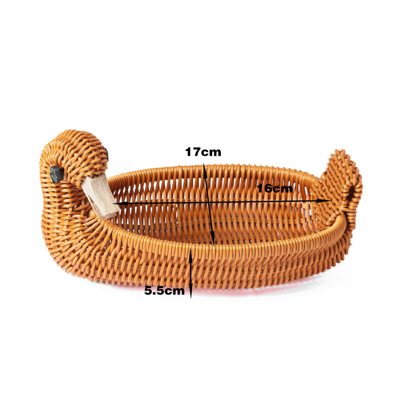 Cesta de frutas de imitación de ratán Plato de frutas de animales creativos Colocación en la sala de estar Cesta de almacenamiento de bocadillos de frutas secas Cesta de bollos al vapor Cesta tejida