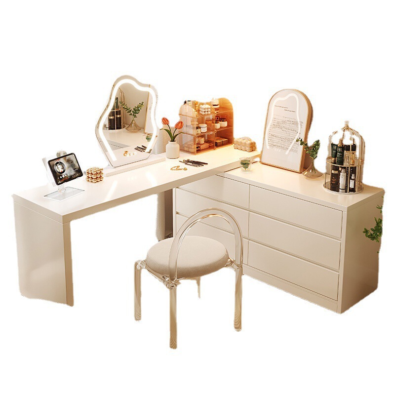 Tocador, cómoda, dormitorio integrado, simple y moderno, estilo crema, tocador, tocador, armario de almacenamiento, armario de cola de cama, madera maciza