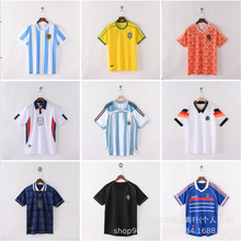 现货热门款复古足球收藏版阿根廷德国英格兰巴西国家足球短袖大量